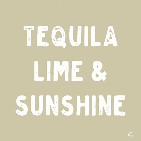 Tequila, Lime And Sunshine White Modern Wood Framed Art Print with Double Matting by Fearfully Made Creations