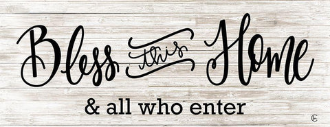 Bless This Home White Modern Wood Framed Art Print with Double Matting by Fearfully Made Creations