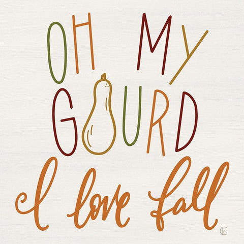 Oh My Gourd - I Love Fall White Modern Wood Framed Art Print with Double Matting by Fearfully Made Creations