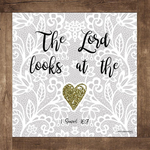 The Lord Looks at the Heart White Modern Wood Framed Art Print by Barrett, Erin