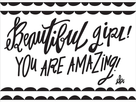 Beautiful Girl! White Modern Wood Framed Art Print with Double Matting by Barrett, Erin