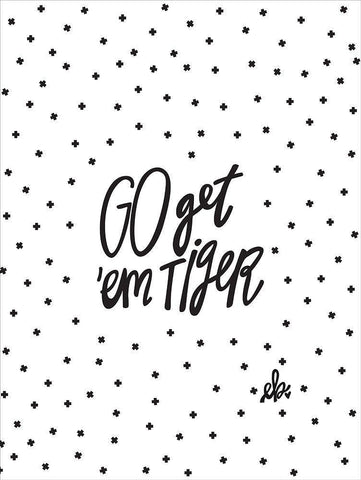 Go Getem Tiger White Modern Wood Framed Art Print with Double Matting by Barrett, Erin