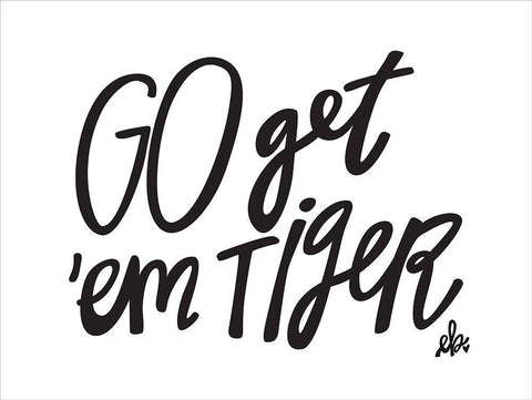 Go Getem Tiger Black Ornate Wood Framed Art Print with Double Matting by Barrett, Erin