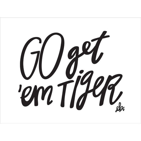 Go Getem Tiger White Modern Wood Framed Art Print by Barrett, Erin
