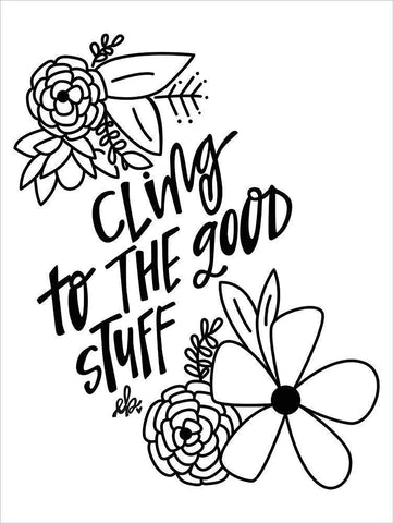 Cling to the Good Stuff Black Ornate Wood Framed Art Print with Double Matting by Barrett, Erin