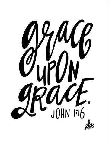 Grace Upon Grace Black Ornate Wood Framed Art Print with Double Matting by Barrett, Erin