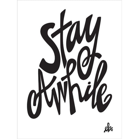 Stay Awhile Black Modern Wood Framed Art Print by Barrett, Erin