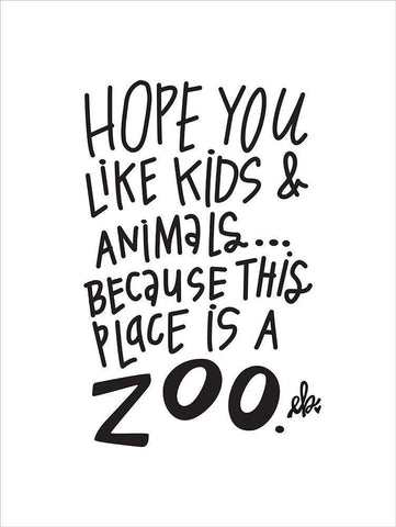 This Place is a Zoo White Modern Wood Framed Art Print with Double Matting by Barrett, Erin