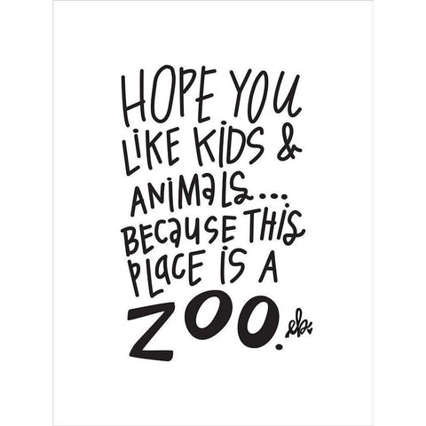 This Place is a Zoo White Modern Wood Framed Art Print by Barrett, Erin