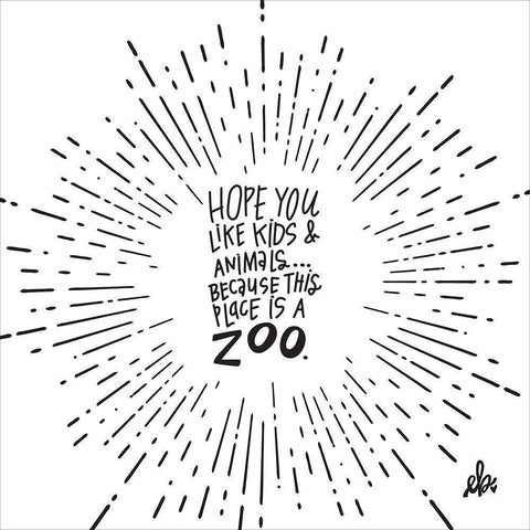 This Place is a Zoo White Modern Wood Framed Art Print by Barrett, Erin