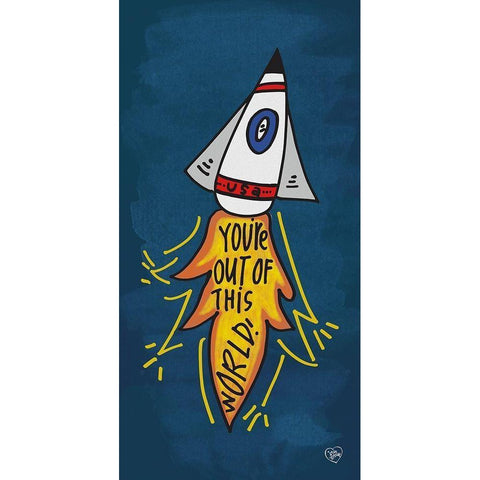 Youre Out of This World Black Modern Wood Framed Art Print with Double Matting by Barrett, Erin