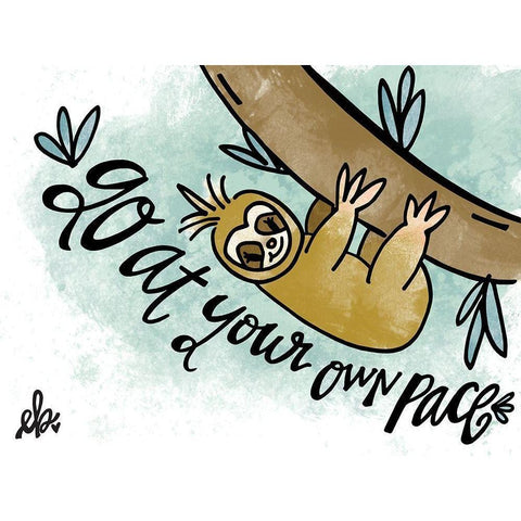 Go at Your Own Pace Gold Ornate Wood Framed Art Print with Double Matting by Barrett, Erin