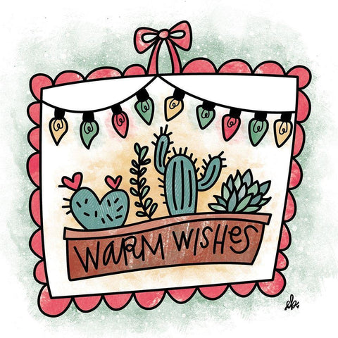 Cactus Warm Wishes Black Modern Wood Framed Art Print with Double Matting by Barrett, Erin