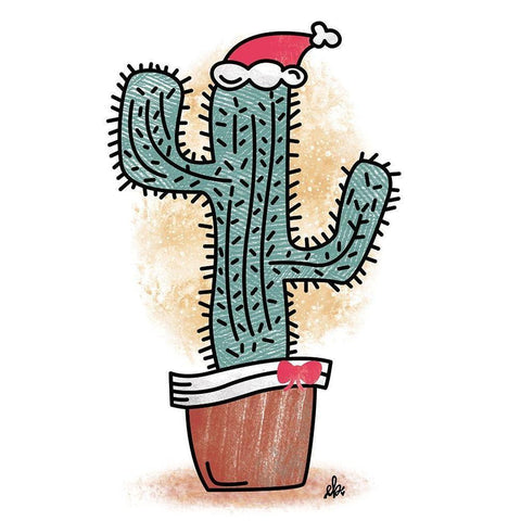 Feliz Navidad Cactus White Modern Wood Framed Art Print by Barrett, Erin