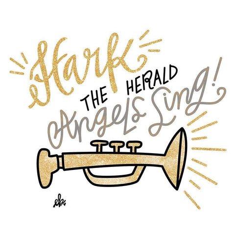 Hark the Herald Angels Sing Gold Ornate Wood Framed Art Print with Double Matting by Barrett, Erin