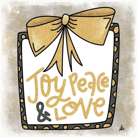 Joy, Peace and Love Present White Modern Wood Framed Art Print with Double Matting by Barrett, Erin