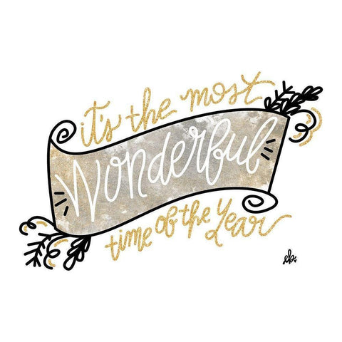 Most Wonderful Time of the Year Black Modern Wood Framed Art Print with Double Matting by Barrett, Erin