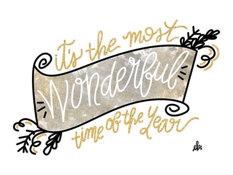 Most Wonderful Time of the Year White Modern Wood Framed Art Print with Double Matting by Barrett, Erin