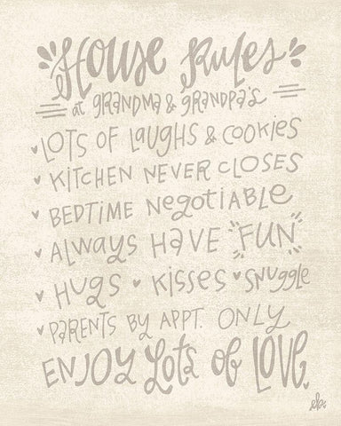 House Rules at Grandma and Grandpas Black Ornate Wood Framed Art Print with Double Matting by Barrett, Erin