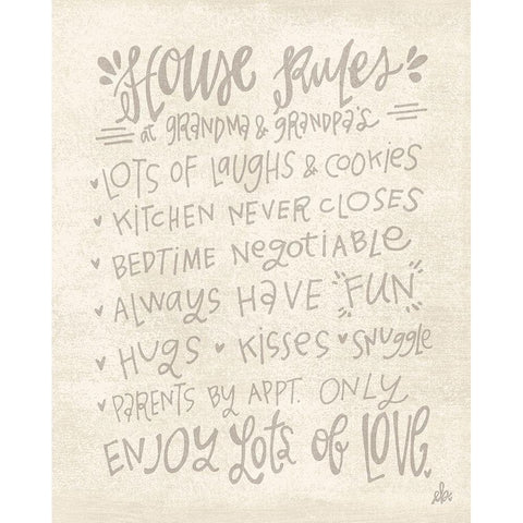 House Rules at Grandma and Grandpas Gold Ornate Wood Framed Art Print with Double Matting by Barrett, Erin