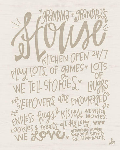 Grandma and Grandpas House White Modern Wood Framed Art Print with Double Matting by Barrett, Erin