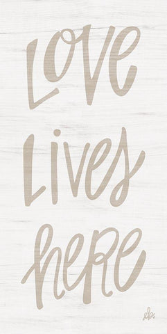 Love Lives Here White Modern Wood Framed Art Print with Double Matting by Barrett, Erin