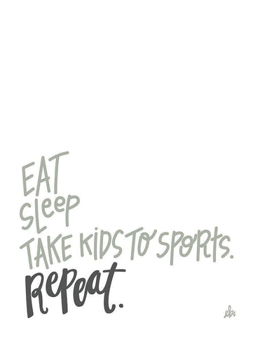 Eat Sleep Sports Repeat White Modern Wood Framed Art Print with Double Matting by Barrett, Erin