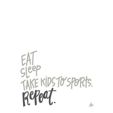 Eat Sleep Sports Repeat Black Modern Wood Framed Art Print by Barrett, Erin