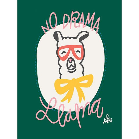 No Drama Llama White Modern Wood Framed Art Print by Barrett, Erin