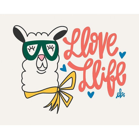 Llove Llife Llama Black Modern Wood Framed Art Print with Double Matting by Barrett, Erin