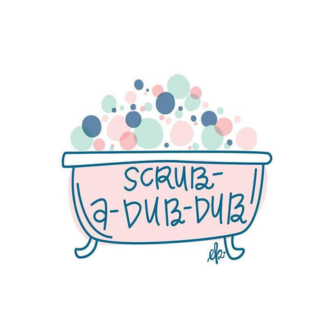 Scrub-a-Dub-Dub  White Modern Wood Framed Art Print by Barrett, Erin