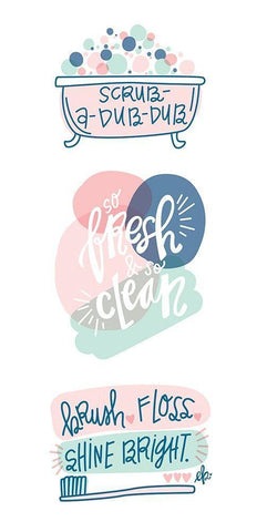 Bath Combo White Modern Wood Framed Art Print with Double Matting by Barrett, Erin