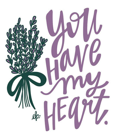 Lilac You  Have My Heart White Modern Wood Framed Art Print with Double Matting by Barrett, Erin