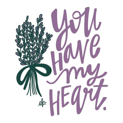 Lilac You  Have My Heart Black Modern Wood Framed Art Print with Double Matting by Barrett, Erin