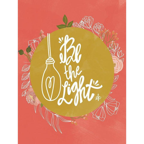 Farmhouse Be the Light Gold Ornate Wood Framed Art Print with Double Matting by Barrett, Erin