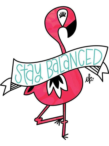 Flamingo Stay Balanced Black Ornate Wood Framed Art Print with Double Matting by Barrett, Erin
