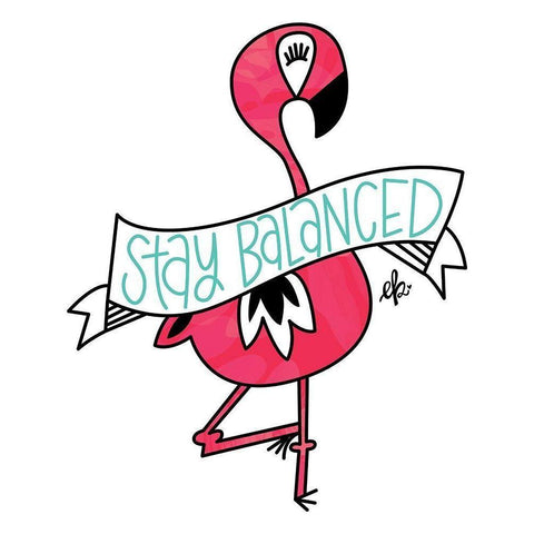 Flamingo Stay Balanced Black Modern Wood Framed Art Print by Barrett, Erin