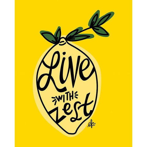 Live with Zest White Modern Wood Framed Art Print by Barrett, Erin