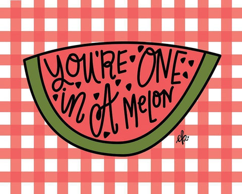 Youre One in a Melon Black Ornate Wood Framed Art Print with Double Matting by Barrett, Erin