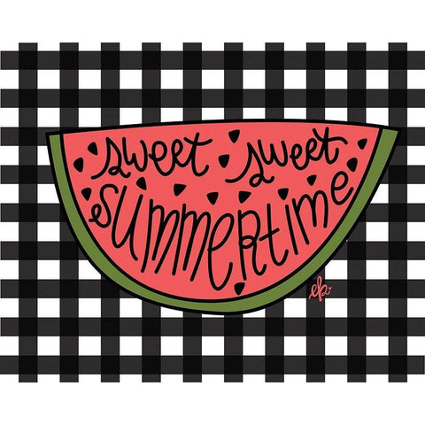 Sweet Summertime Watermelon Gold Ornate Wood Framed Art Print with Double Matting by Barrett, Erin