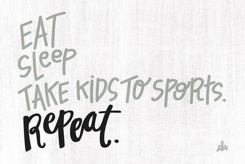 Eat Sleep Sports Repeat Black Ornate Wood Framed Art Print with Double Matting by Barrett, Erin