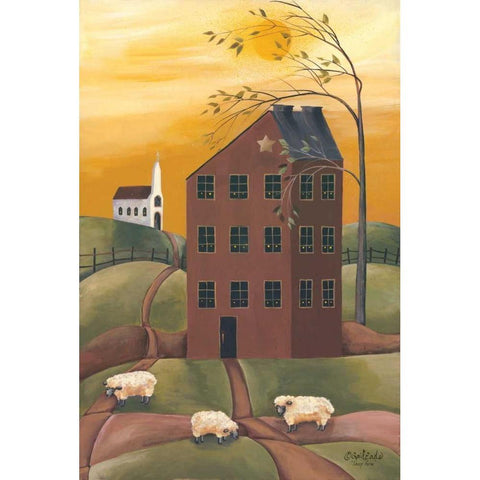 Sheep Farm White Modern Wood Framed Art Print by Eads, Gail