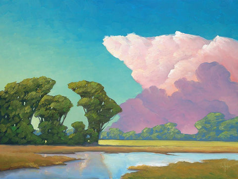 Seasons of Green and Gold White Modern Wood Framed Art Print with Double Matting by Hawkins, William