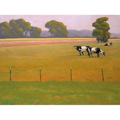 Black and White Among the Green and Gold Black Modern Wood Framed Art Print by Hawkins, William