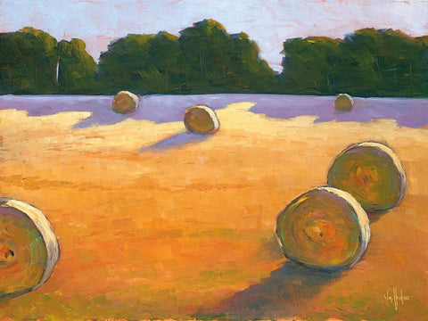 While The Hay Shines White Modern Wood Framed Art Print with Double Matting by Hawkins, William