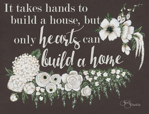 Hearts Can Build a Home Black Ornate Wood Framed Art Print with Double Matting by Hollihocks Art