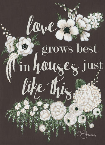 Love Grows White Modern Wood Framed Art Print with Double Matting by Hollihocks Art