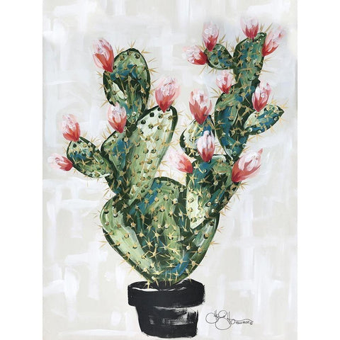 Cactus White Modern Wood Framed Art Print by Hollihocks Art