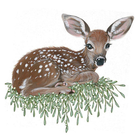 Fawn White Modern Wood Framed Art Print by Hollihocks Art