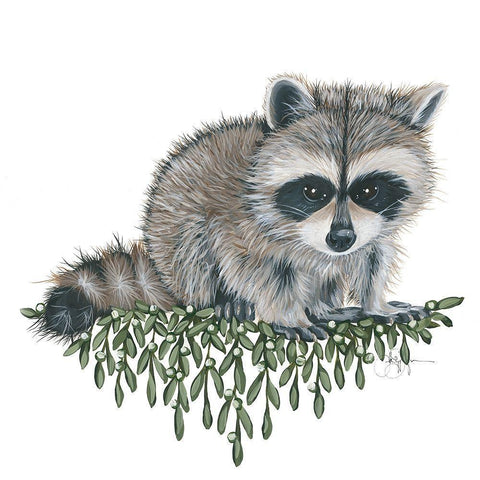 Baby Raccoon Black Modern Wood Framed Art Print with Double Matting by Holllihocks Art
